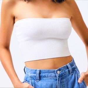 White ribbed tube top